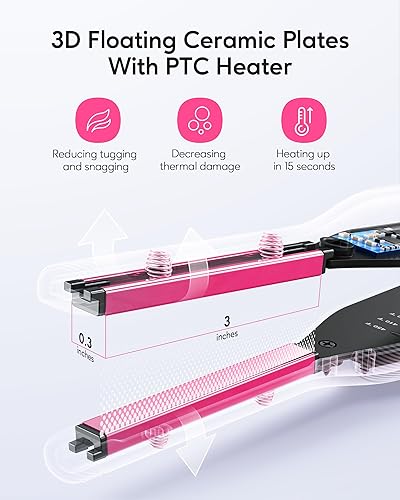 Miniatura 2 de Wavytalk Plancha plana pequeña para cabello corto, corte Pixie, flequillobordes, plancha plana de lápiz de 310 pulgadas, mini plancha de pelo con