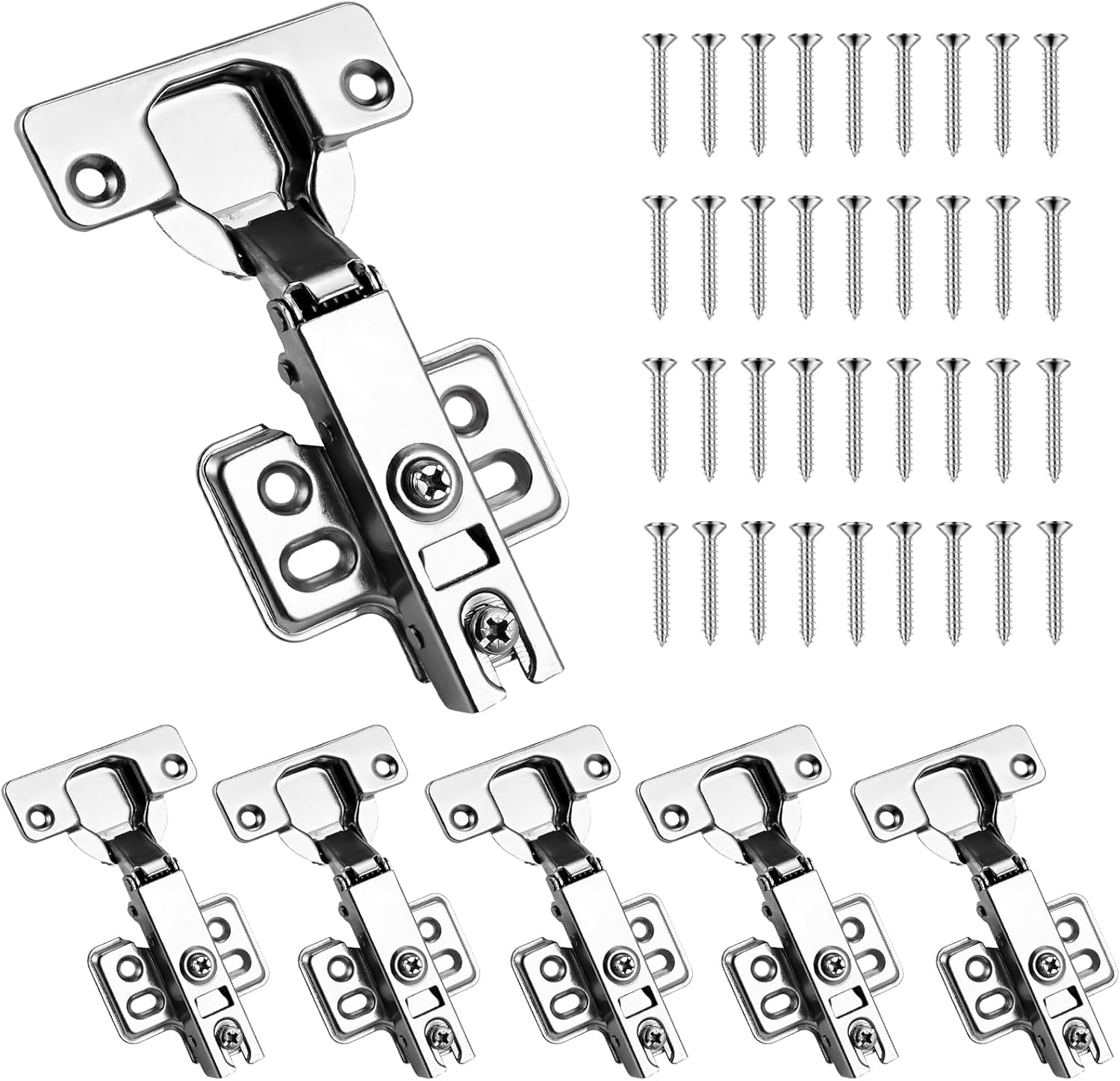 WMYDYFDC 6 Pcs Kitchen Soft Close Cabinet Door Hinges, 1.2mm Stainless Concealed Kitchen Cabinet Hinges Hardware Accessories for Cabinets, Wardrobes and Bookcases, Silver