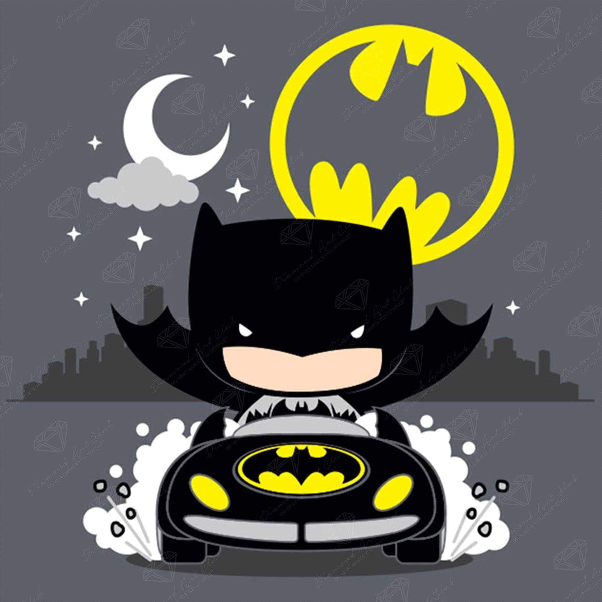 DIAMOND ART CLUB The Bat-Signal Calls Diamond Painting Kit, Fun DIY Crafts for Adults, Square Diamond Art Canvas, 13" x 13" (33 cm x 33 cm)