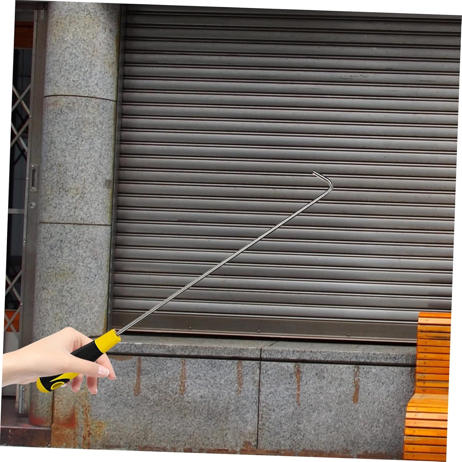 Uonlytech Sliding Door Hook 19.7 Inch Manhole Cover Hook with Rubber Handle Roller Shutter Door Durable Door Lifter for Home and Commercial Use