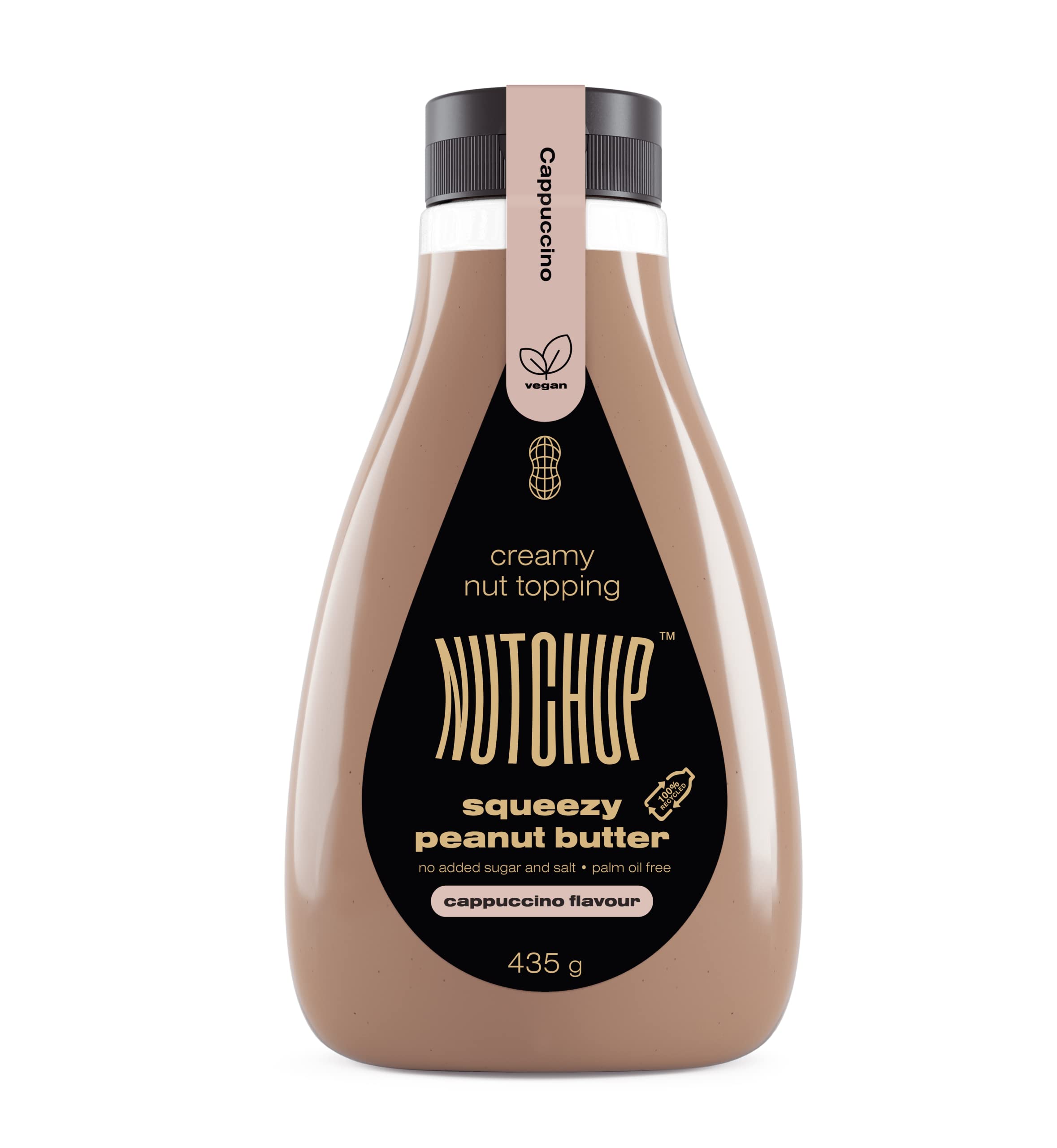 NUTCHUP The First Squeezy Peanut Butter | Delicious Nut Topping | Smooth & Crunchy Pancake, Waffle, Ice cream, Pizza sauce | 435g Bottle (Capuccino)