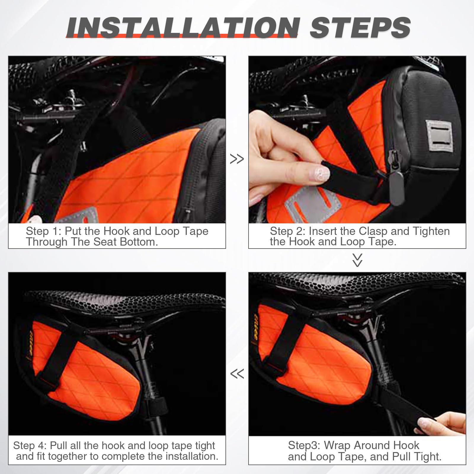 ZUKKA Alforjas para sillín de bicicleta con reflectante Under Saddle Bag Storage Pouch Waterproof Bag Cycling Pack Universal Fit 1.3L Capacity Lightweight for Mountain Bike Road Bike