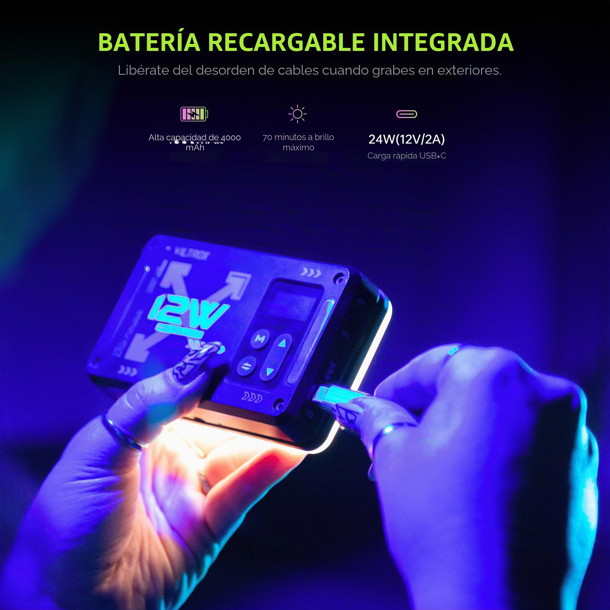 VILTROX Luz de video LED RGB magnética con control de aplicación/soportes de garra fría/CRI 97+/2500K-8500/4000 mAh/26 escenas de luz para fotografía, vlogs, iluminación selfie