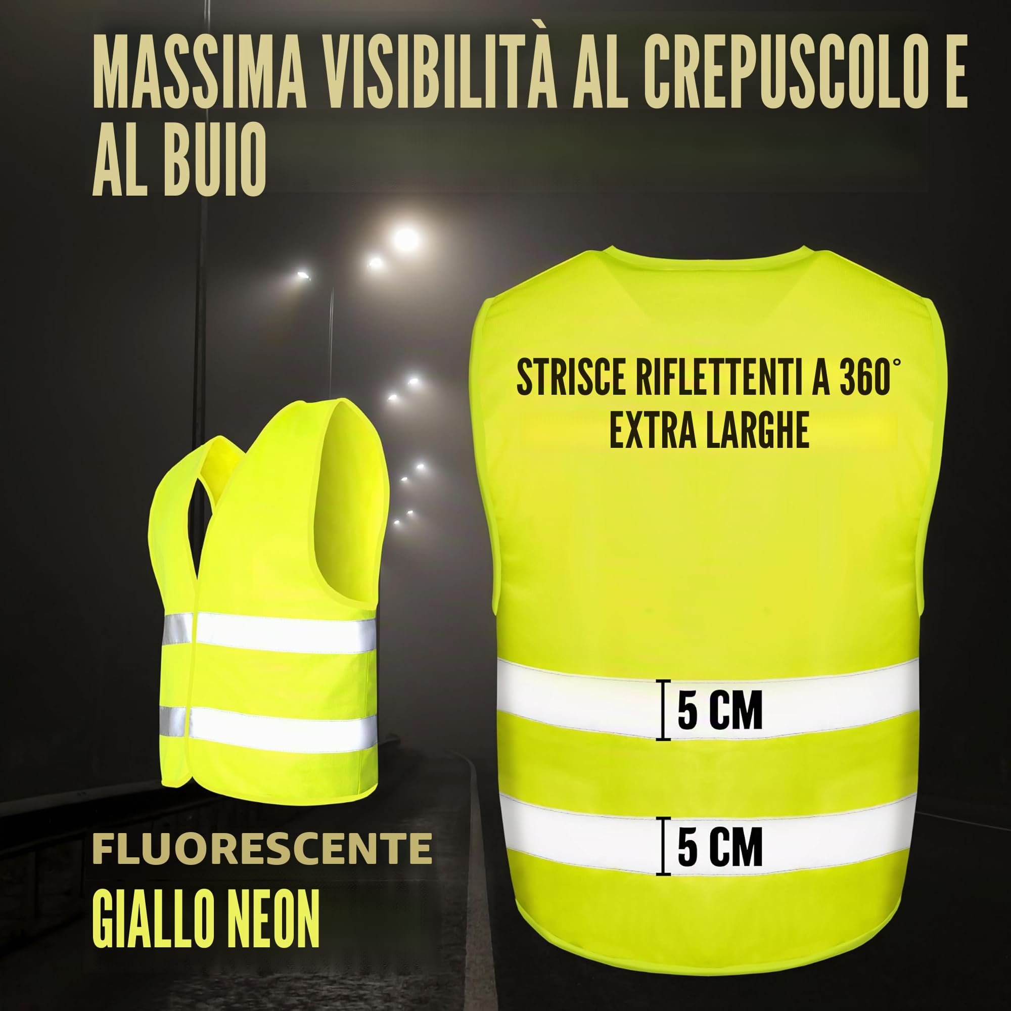 HELDENWERK Giubbotti di sicurezza per auto, set da 4 pezzi, validi in tutta Europa, secondo la norma attuale 2026 EN ISO 20471, gilet di sicurezza riflettente, per adulti