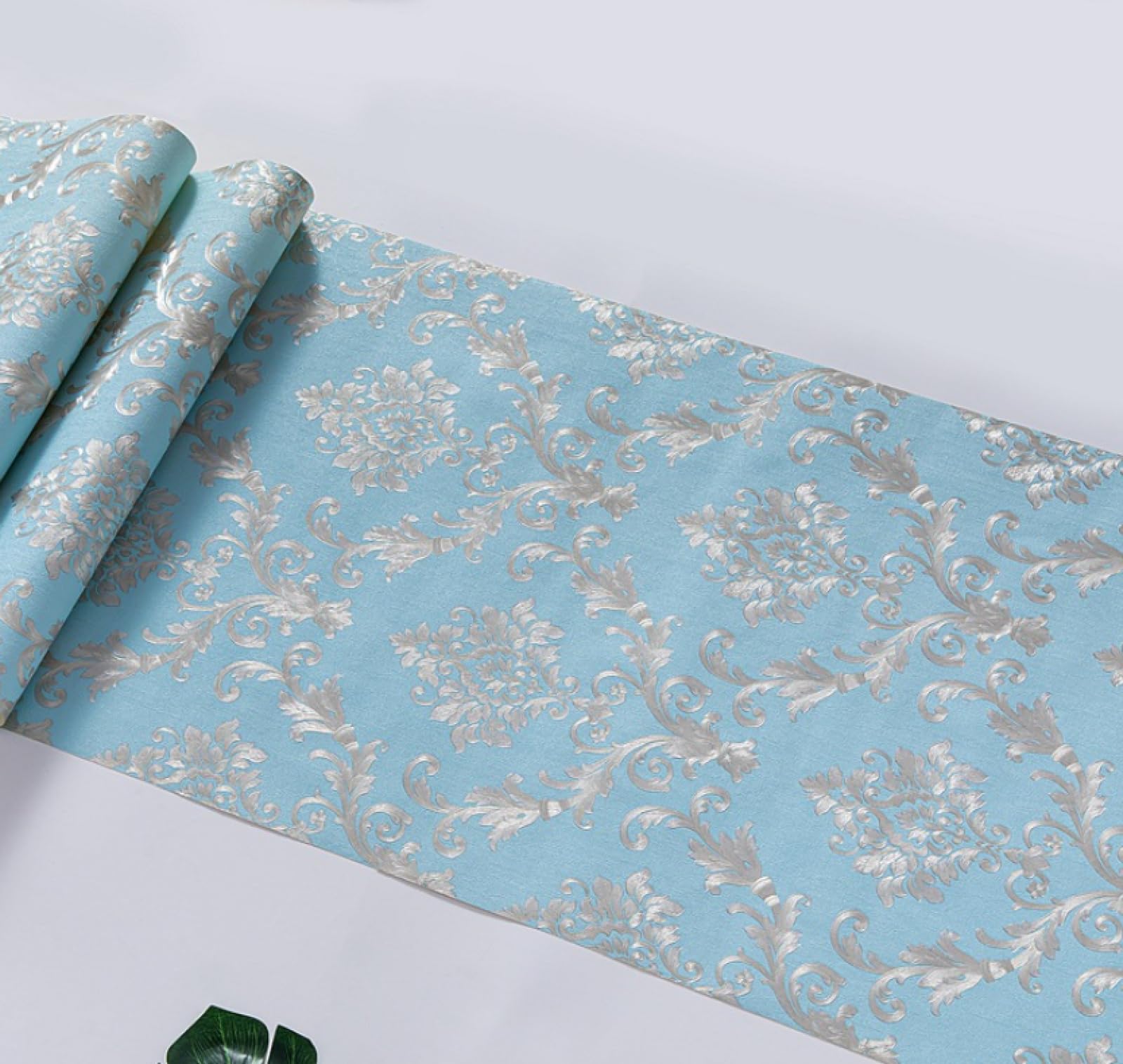 Stile europeo grande fiore 3D carta da parati per soggiorno ristorante hotel PVC profondo impresso non autoadesivo cielo blu