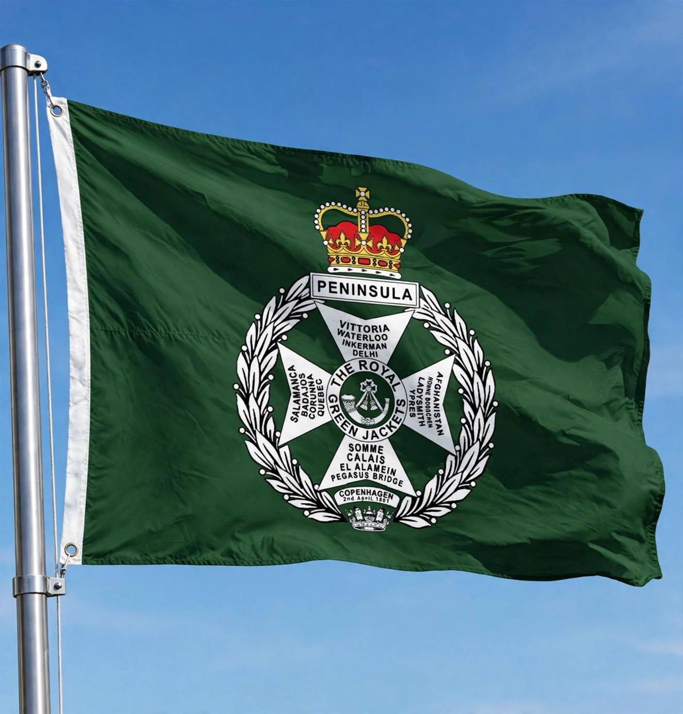 ROYAL GREEN JACKETS British Military FLAG 5x3 Ft 150cm x 90cm