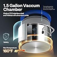 Vista 3 de VIVOHOME Cámara de vacío de 1.5 galones con bomba, kit de cámara de desgasificación al vacío de acero inoxidable con bomba de vacío de una sola