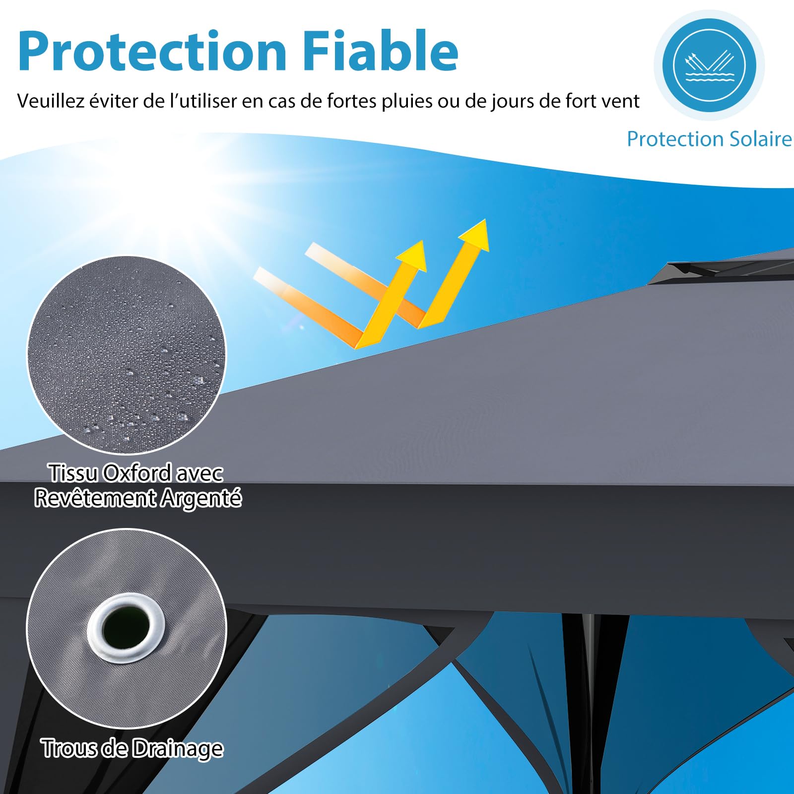 RELAX4LIFE Tonnelle Pliante 3x3 avec Moustiquaires, Tonnelle de Jardin Exterieur Facile à Monter, Toit Ventilé Argenté, Protection Solaire, Sac Inclus, Pavillon de Jardin pour Terrasse Patio, Gris