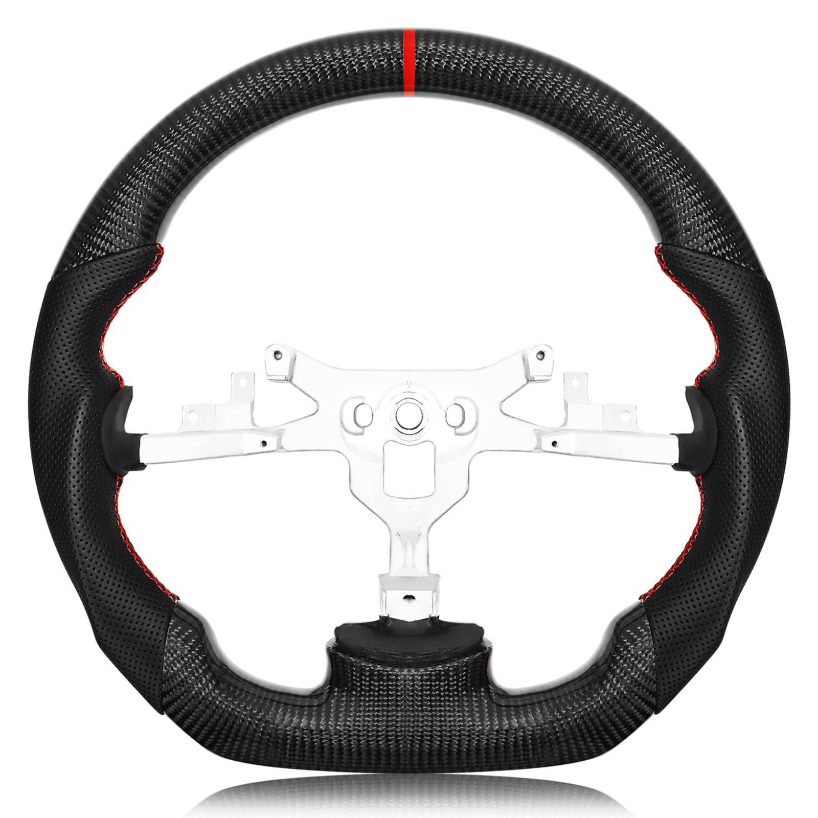 VOONKE Real Carbon Fiber Steering Wheel For Chevrolet Corvette C6 2006-2011 ZR1 Z06 D-shaped Nappa Perforated Leather Flat-bottom Steering Wheel For Chevrolet C6