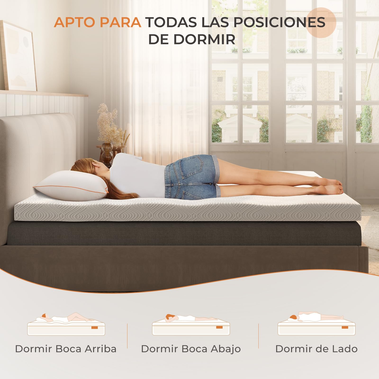 Sweetnight Topper Colchón Viscoelástico Grosor de 10cm, 135x190cm, Sobrecolchón de Espuma con Memoria en Gel, Funda Desmontable, Lavable y Transpirable, 135x190x10cm