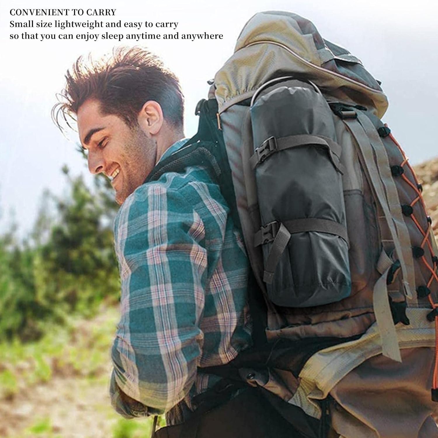 Double with Pillow Inflatable Sleeping Pad Light Carrying Sleeping Mat Camping Backpacking Sleeping Pad Travel Car Camping Essentials Nap Storage Camping Mat Outdoor Tent Camping Sleeping Mat