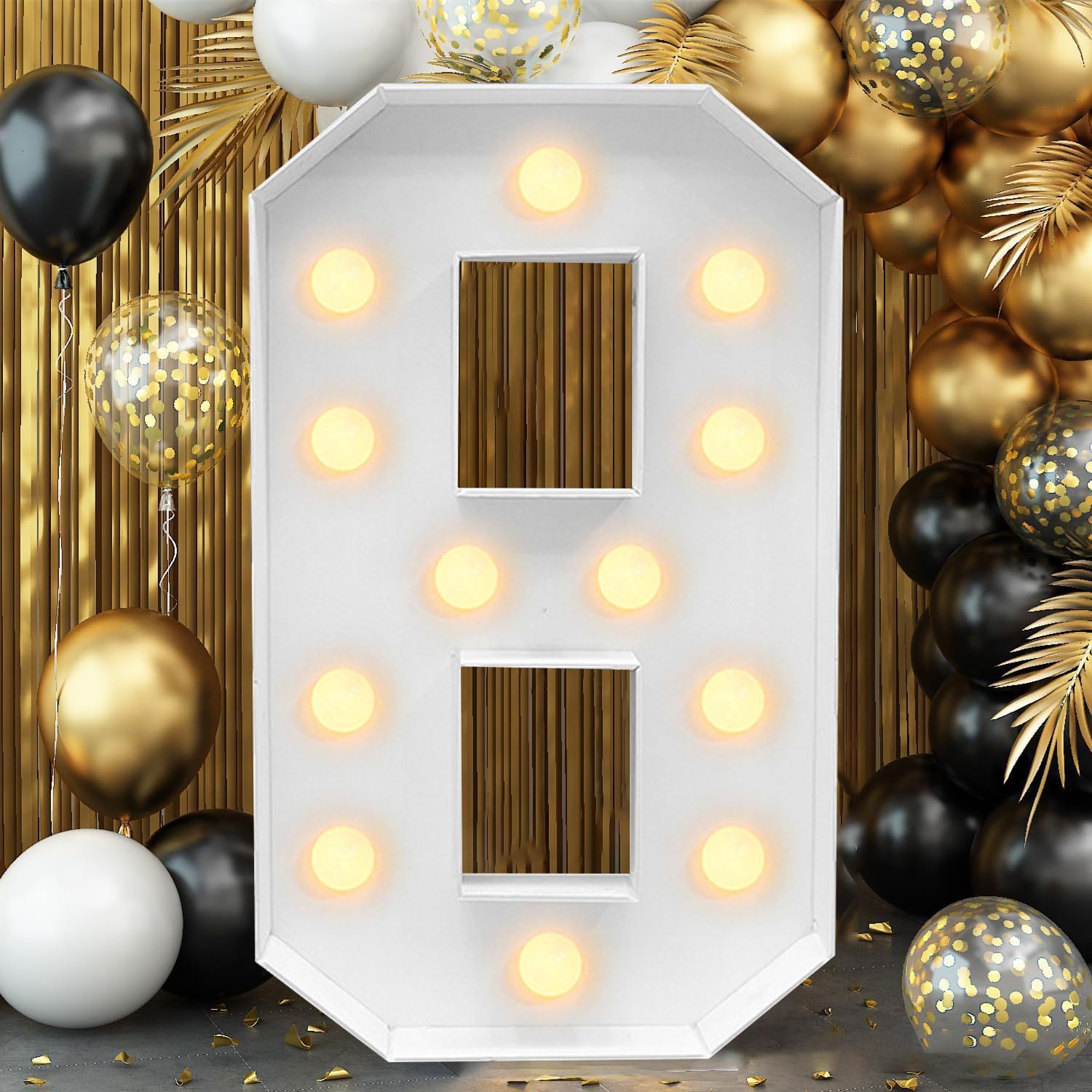 Syibelters Number 8 Light Up Number, Giant Led 0-9 Numbers Lights Marquee Light Up For Party Wedding Birthday New Year Anniversary, 120Cm-4Ft