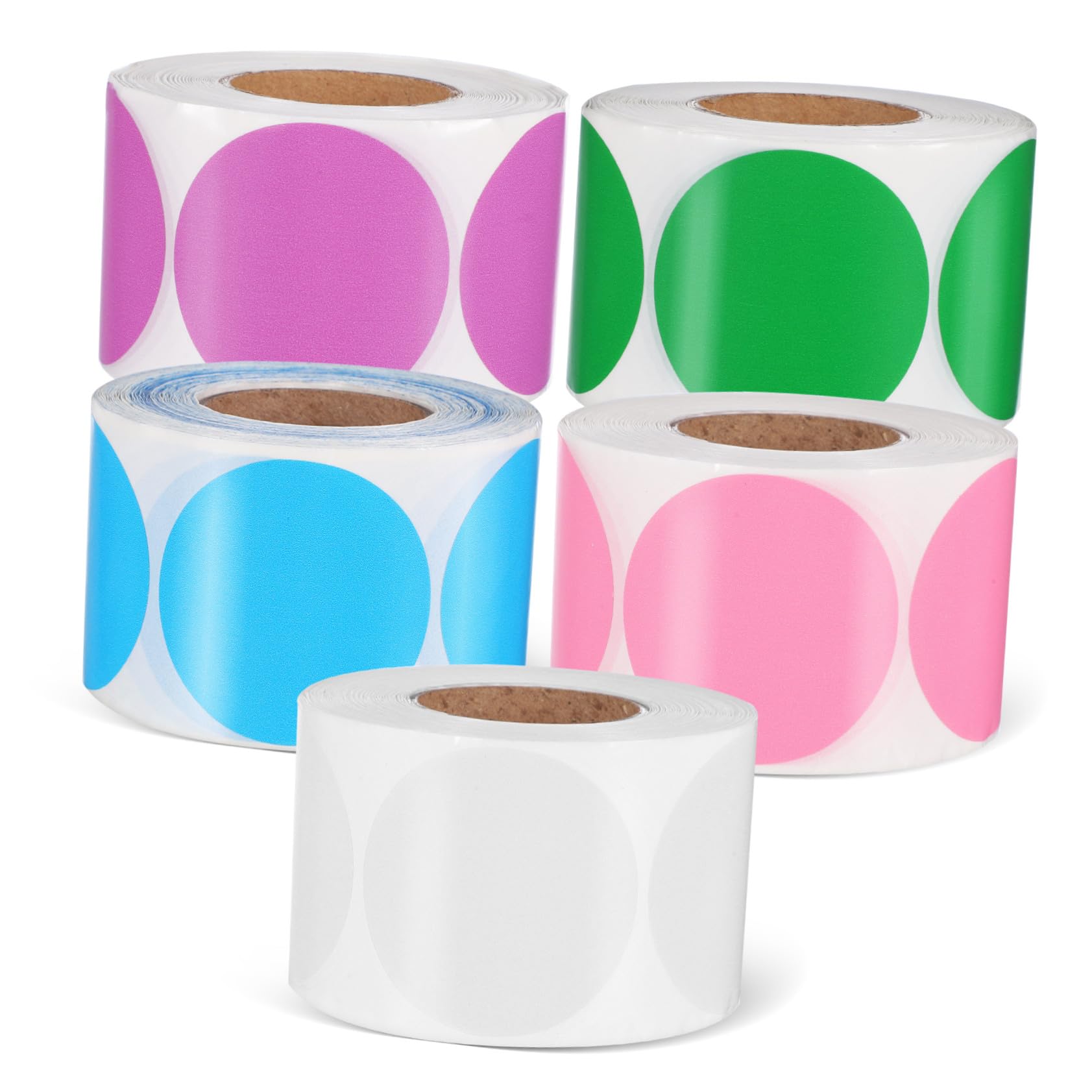 5 rouleaux Étiquettes Thermiques Rondes Colorées Autocollants Sans Encre Résistants à Huile pour Imprimante Thermique Adhésifs Organisateurs DIY Bureau et Maison