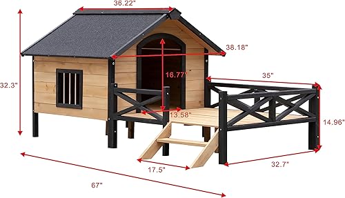 Miniatura 8 de Perrera de madera grande al aire libre del perro del estilo de la casa de la cabaña del perro con