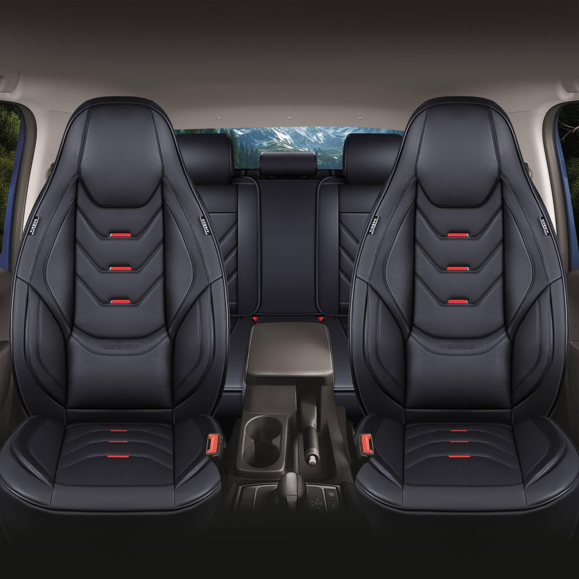 Autositzbezüge Universal für PKW & SUV – Premium Schonbezüge Komplettset Schwarz, hochwertig verarbeitet für mehr Sitzkomfort, Airbag-kompatibel Sitzauflage, für Vorder- und Rücksitze