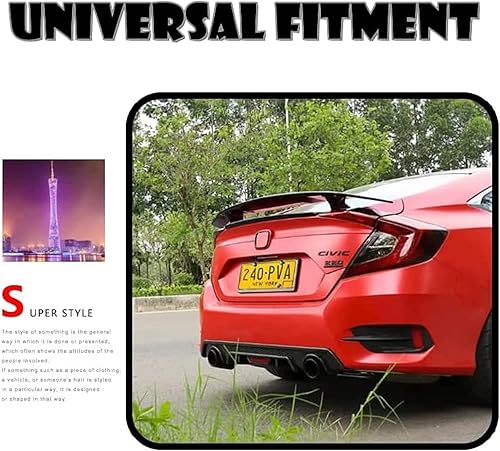 Miniatura 6 de Alerón trasero para maletero de 52.3 pulgadas, estilo GT JDM, alerón compatible con alerón universal de carreras de automóviles, ligero negro