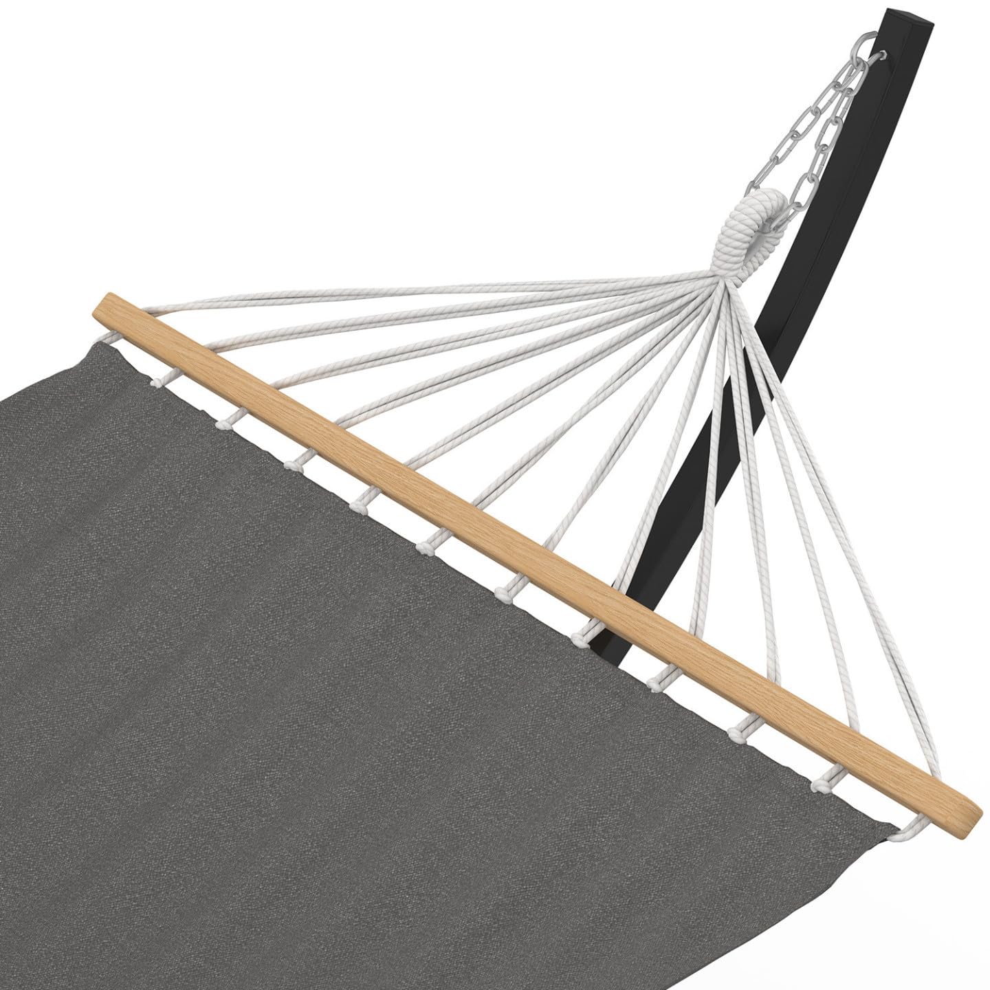 IDMarket - Hamac XL avec Support métal Noir et Toile Gris Anthracite