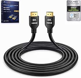 Cabo HDMI – Cabo ultra alta velocidade 2.1 8K 60HZ e 4K 120HZ HD, eARC/ARC extrafino flexível, áudio e vídeo para jogos, home cinema, projetor de laptop compatível com PS5 e Apple TV