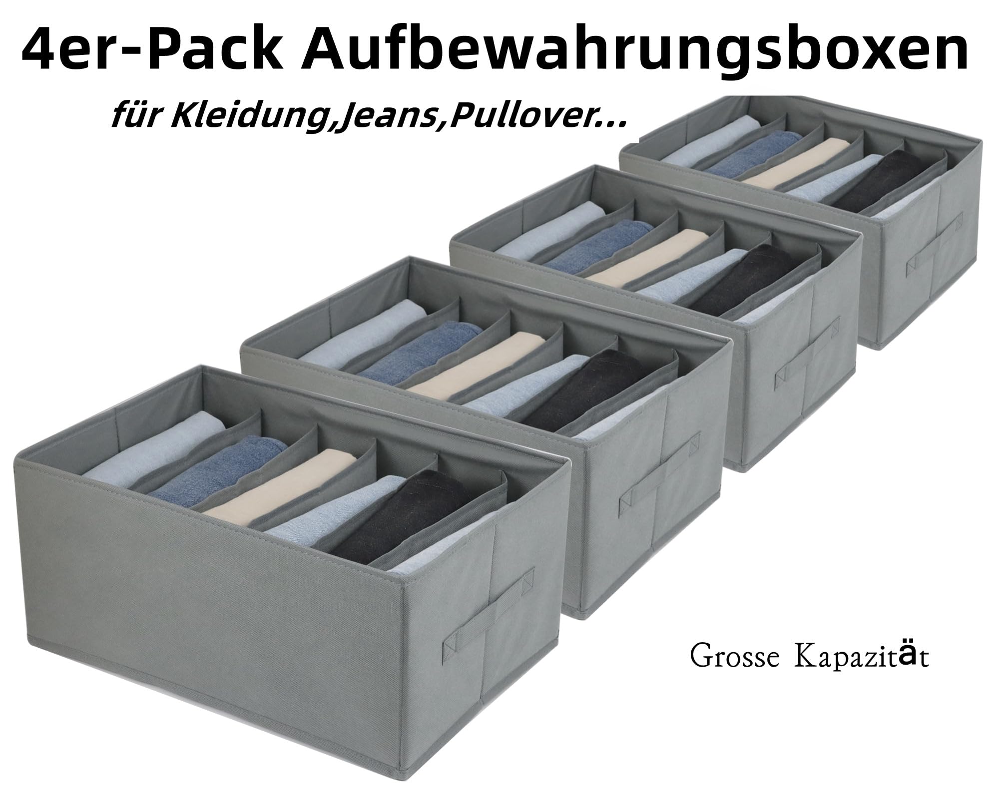 4 pezzi, sistema di organizzazione per guardaroba, grandi dimensioni, 6 griglie, organizer per vestiti, jeans, pantaloni, camicie, pieghevoli, XL