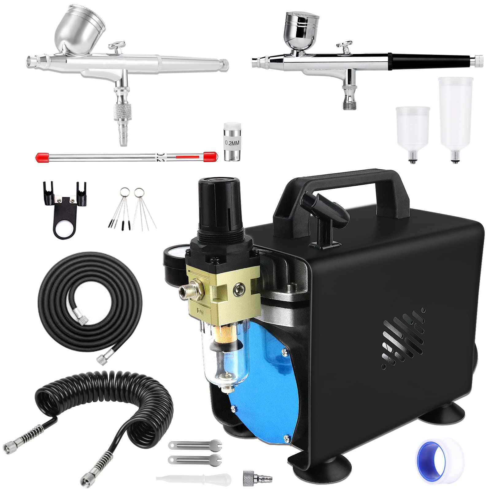 Amazon.co.jp: Ausuc エアブラシ オイルレスエアコンプレッサー 静音 2  