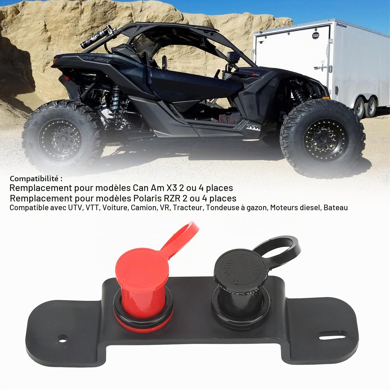 Kit de Relocalisation des Bornes de Batterie de Démarrage de Batterie de Voiture UTV Outil de Chargement de Batterie à Distance Les Bornes de Cavalier Fonctionnent pour UTV ATV Voiture Camions RV Trac