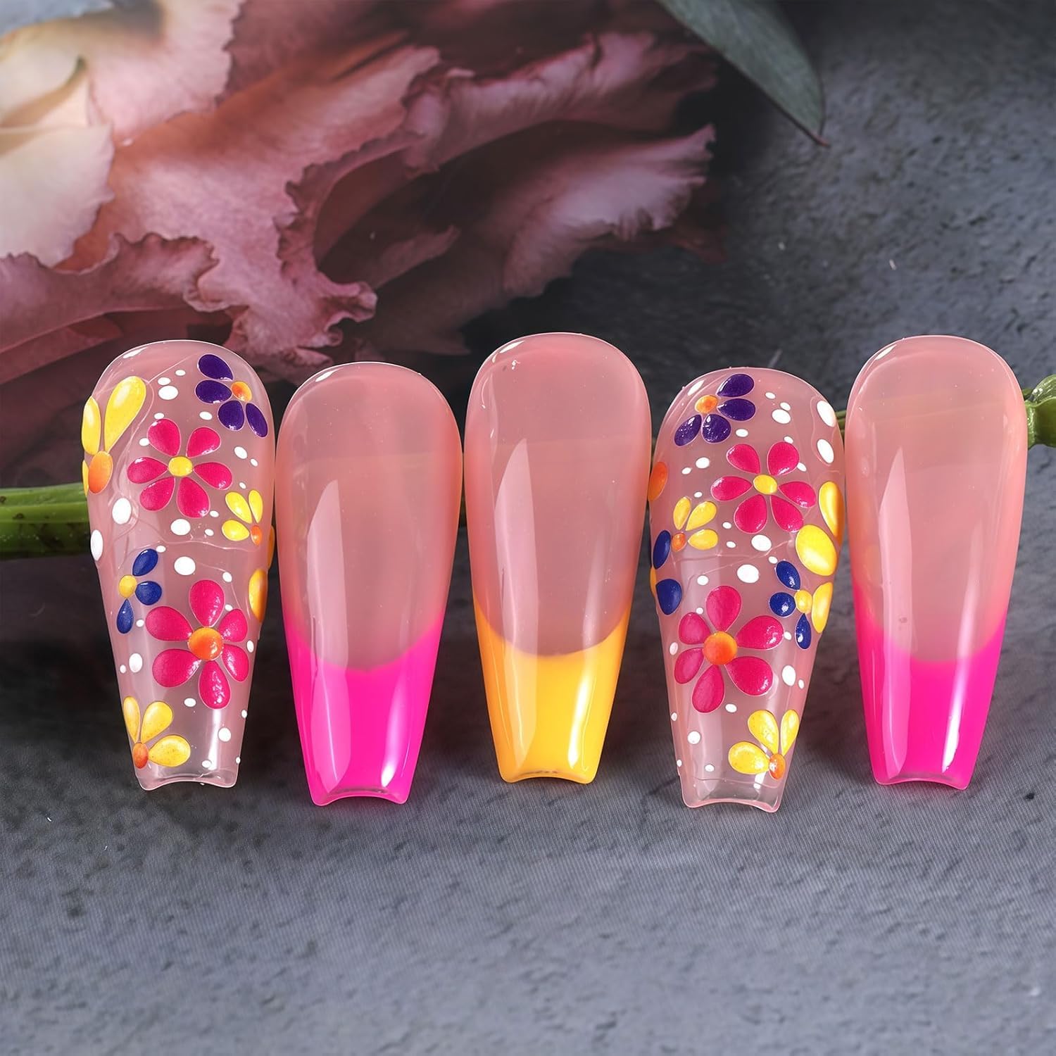 Orbica Mini Flower Nail Art Stickers - 30 Stickers Colorful Daisy Self-Adhesive Embossing Stickers for Nail Extension and DIY Embellishments (Colourful) 2
