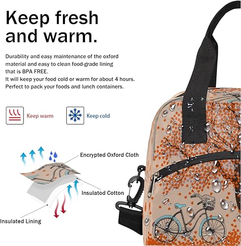 Miniatura 6 de Lonchera con diseño de árbol de otoño para bicicleta, para mujeres y hombres, a prueba de fugas, con aislamiento térmico, en forma de corazón