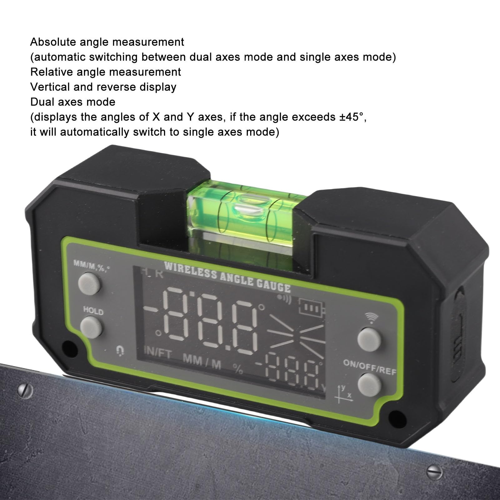Medidor de ángulo Digital con Bluetooth, Inclinómetro de Dos Ejes Pantalla LCD de Adsorción Magnética Buscador de ángulo Electrónico con Manual de Usuario