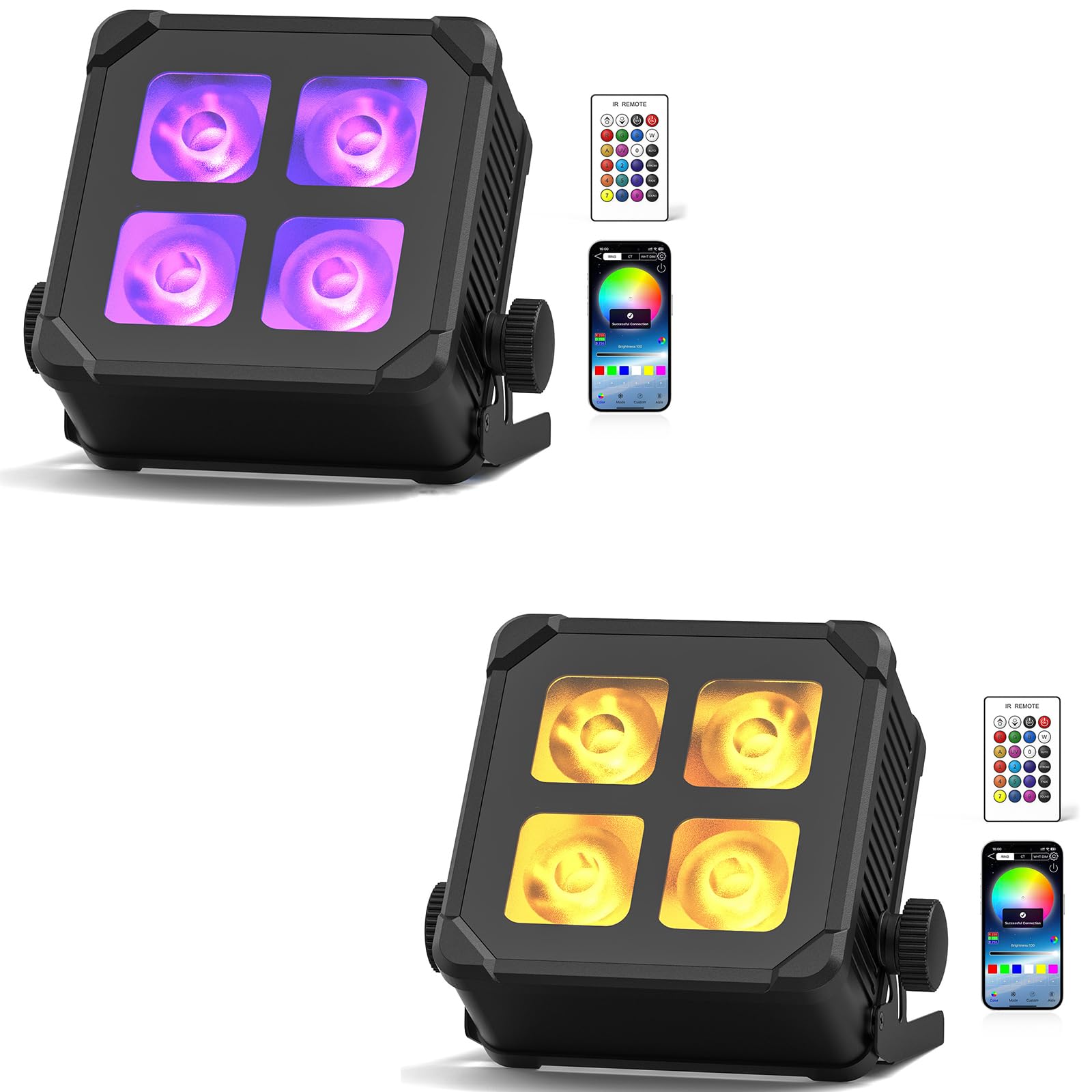 LED Par impermeabile Akku, 40 W RGBWA+UV luce da palcoscenico senza fili ricaricabile con controllo remoto/App/DMX512 per esterni, uplight per matrimoni, concerti, decorazione della casa