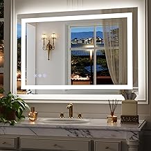 60"x40" Large Smart LED Bathroom Mirror - Dimmable Brightness, Backlit &amp; Frontlit Lighting, 3 Color Modes, Anti-Fog, Memory Function, Wall Mounted Lighted Vanity Makeup Mirror