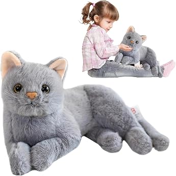 Rmeet Cat Cuddly Toy 30 cm Realistic Cat Plush Toy Stuffed Toy Fluffy Plush Toy Soft Plush Cat Stuffed Toy Doll Cute Cat Toy Gift for Children