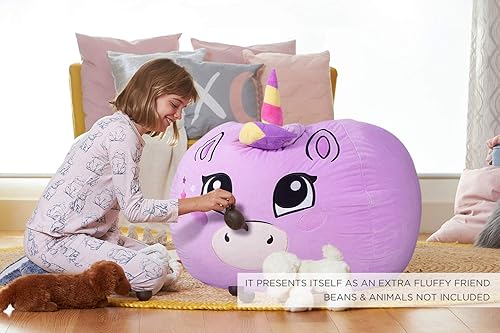 Miniatura 130 de Aubliss - Funda para organizar juguetes de felpa, se convierte en un puf cuando se rellena Se convierte en un puf para niños cuando está lleno. Aqua