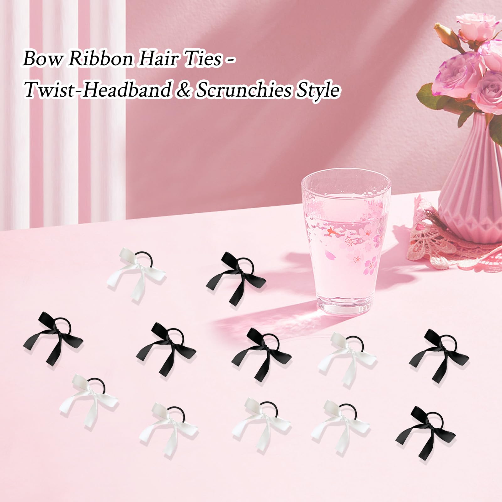 FrostyFlair 12 Piece Hair Ties for Girls Silky Satin Hair Bows Hair Accessories for Girls Women's Hair Accessories - Image 3