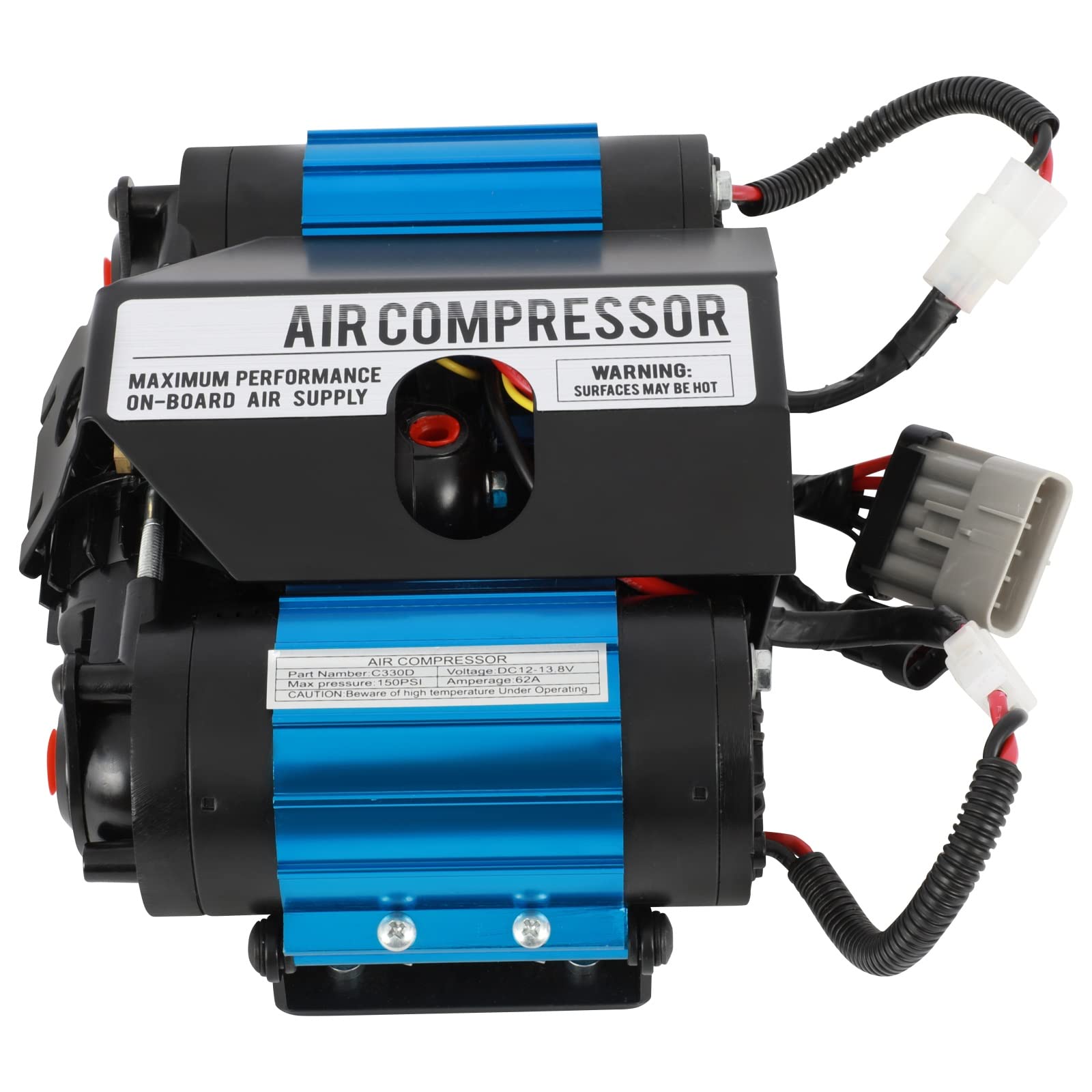cciyu Compresor de aire doble a bordo de 12 V para diferenciales de taquilla de aire, inflado de neumáticos, herramientas de aire CKMATA12 bomba de compresor de aire