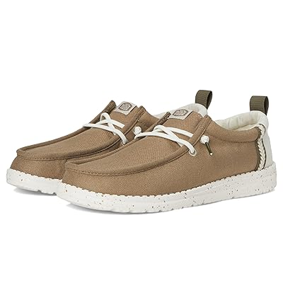 Hey Dude Kids Wally Summer Linen (Little Kid/Big Kid) Boys Shoes Timber/Silver Birch