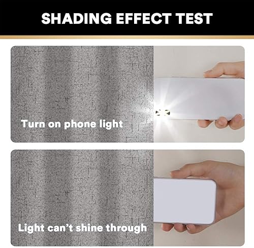 Miniatura 196 de PrinceDeco Cortinas opacas 100% para dormitorio, cortina de lino para puerta corrediza de cristal, cortinas opacas extra anchas con ojales Arena