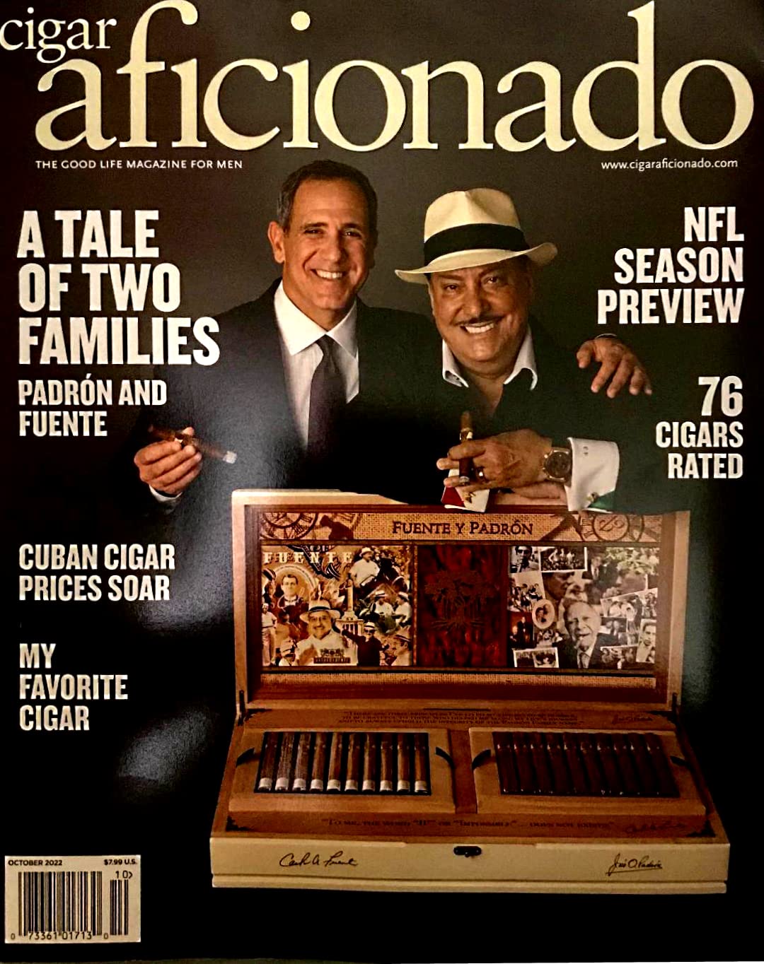 CIGAR AFICIONADO Magazine September October 2022 THE PARDON AND FUENTE FAMILIES, Cuban Cigars Soar Single Issue Magazine