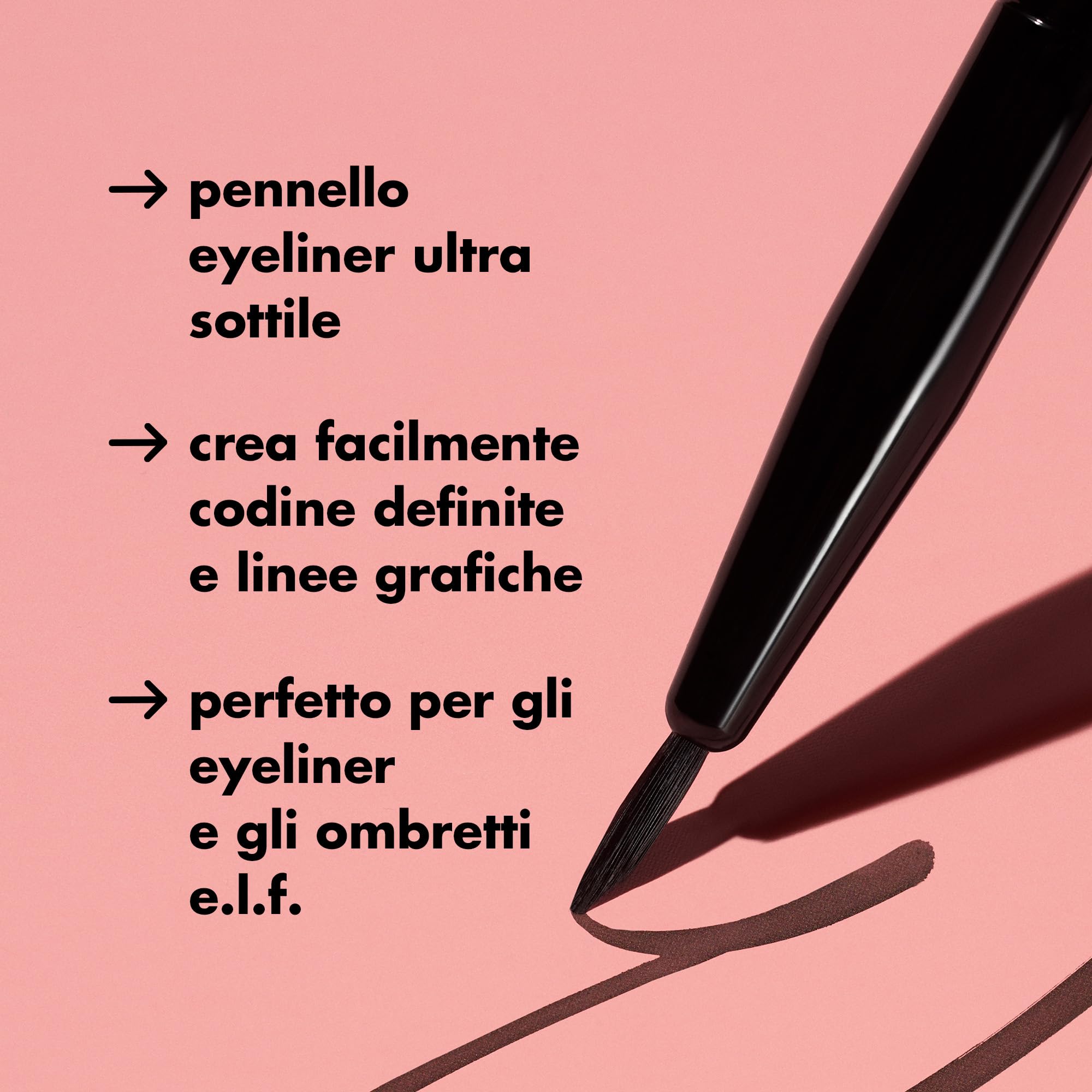 e.l.f. Ultra-Fine Eyeliner Brush, punta fine per creare make-up occhi ultra definiti, ideale per formule liquide, in crema e kajal, prodotto vegano e non testato sugli animali