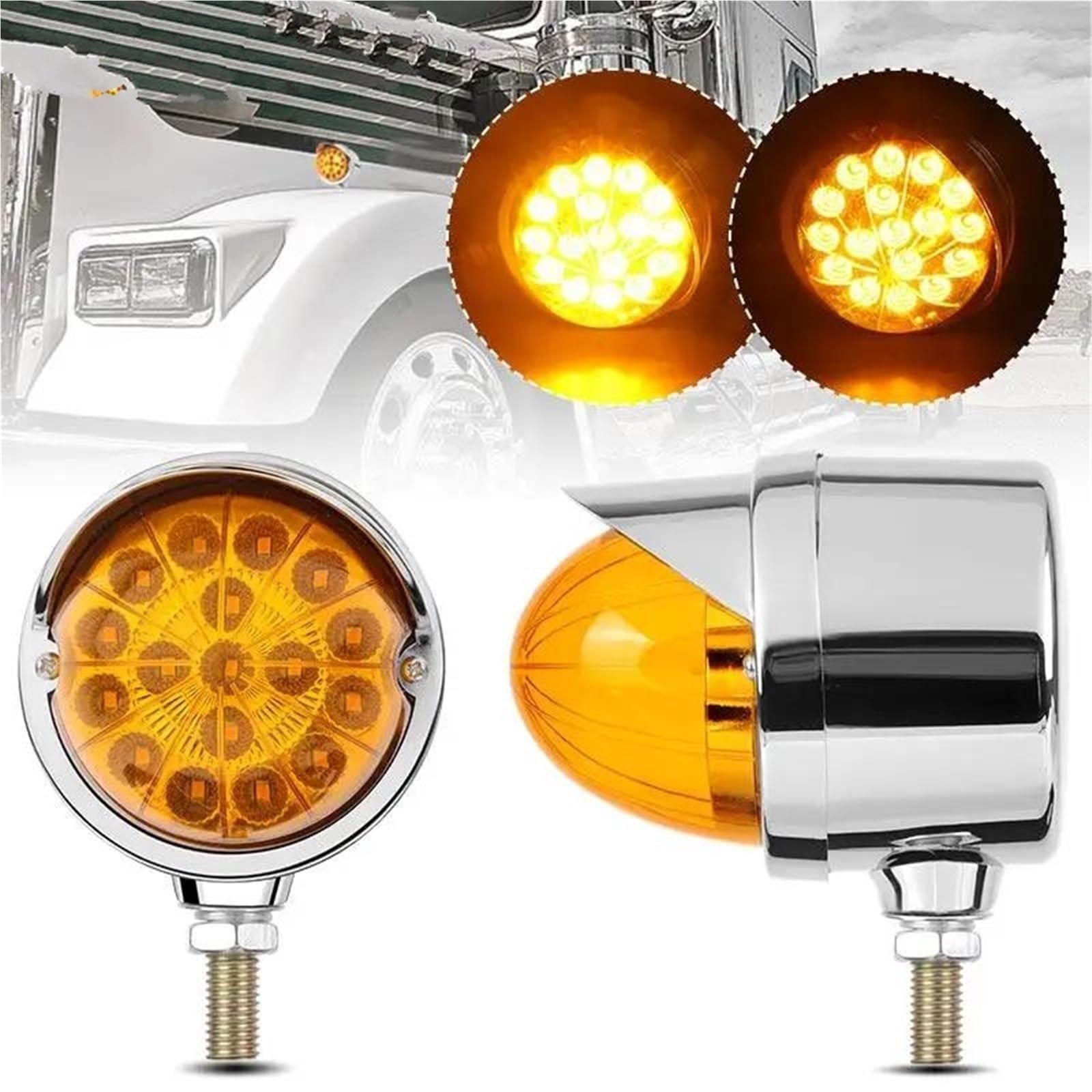 Genérico Indicador Intermitente Luz De Giro De Una Sola Cara De 17 LED Luz Ámbar Posición Lateral Luz Alta Y Baja Para Camión Remolque Caravana, Tractor, Peterbilt, RV, 12 V Luces Giro