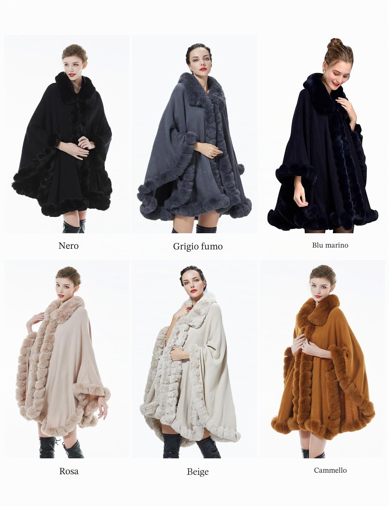 BEAUTELICATE Cappotto a Maglia Mantella Poncho in Pelliccia Sintetica Scialle con Collo Donna Stola Cardigan per Festa Matrimonio Invernale Sposa