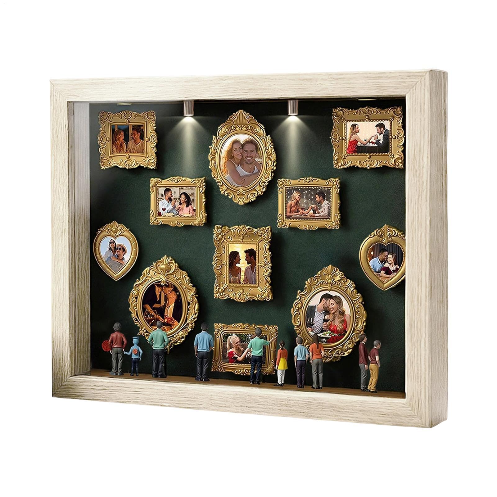 Mini Cajas De Silueta De Museo De Bricolaje Mini Cajas De Silueta De Museo Con Marcos Y Figuras Doradas Kit De Exhibición De Recuerdos Creativos Para Aniversarios Bodas Cumpleaños