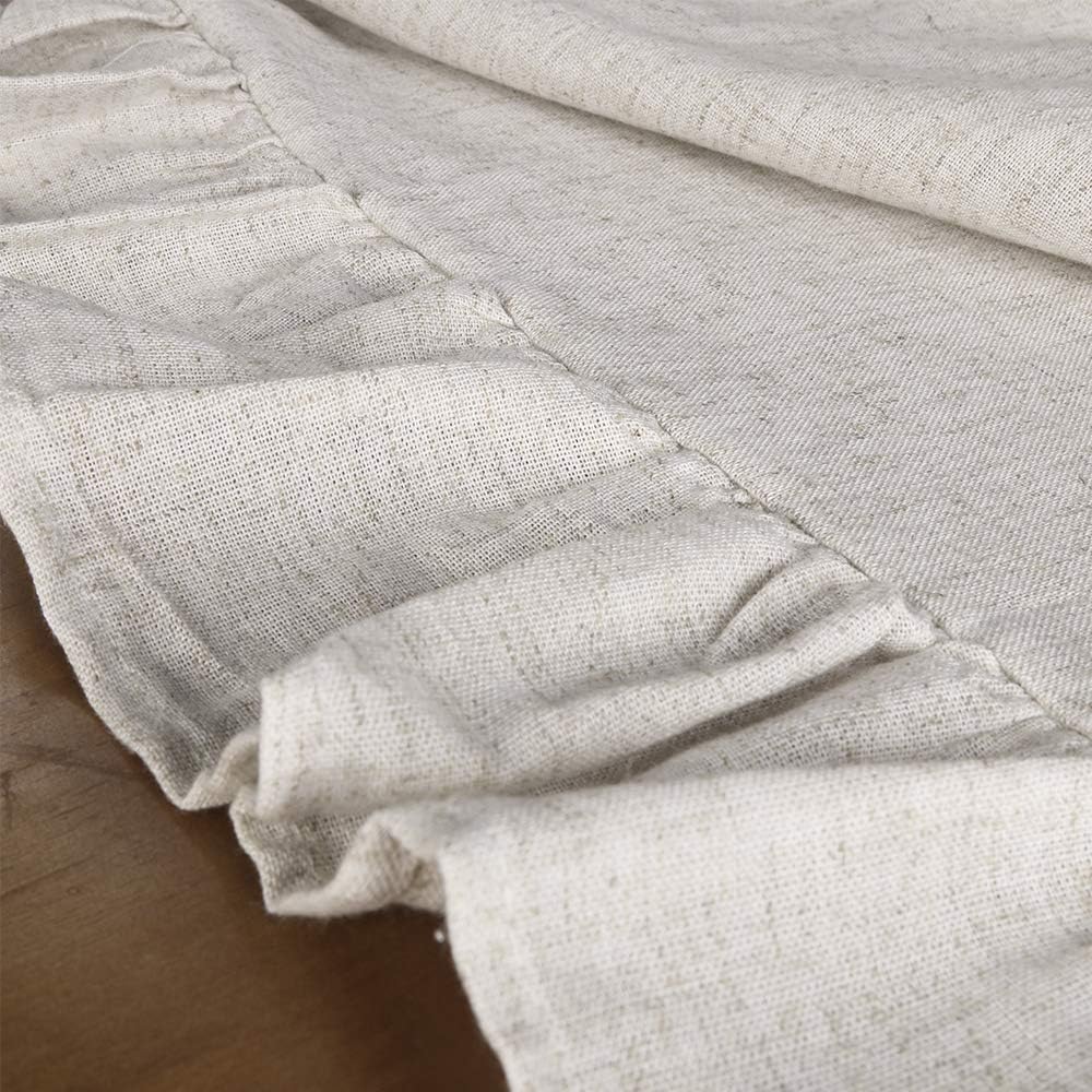 Exclusive Discount 60% Price Lahome Rustic Ruffled Linen Tablecloth - Cotton Linen Vintage Flounces Trim Table Cover for Boho Wedding Banquet Tabletop Bridal Baby Shower Birthday Party Decor (Linen, Rectangle - 60 x 102)