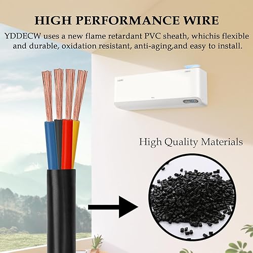 Miniatura 6 de YDDECW - Cable de control de 4 conductores 14 AWG - Cable 144 100% cobre puro para sistemas de aire acondicionado mini split y bomba de calor, cobre