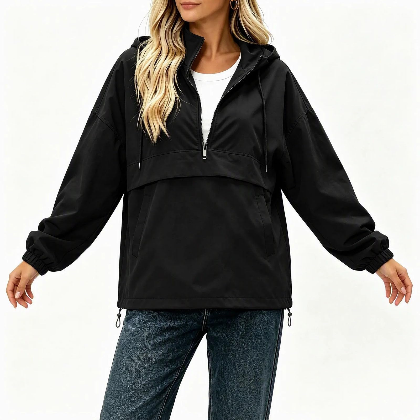 Regenjacke Damen Wasserdicht Funktionsjacke 1/2 Zip Wanderjacke Outdoor