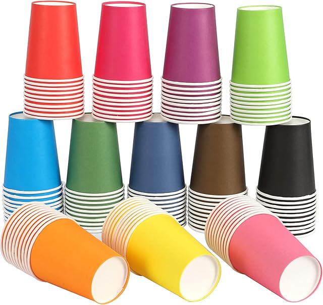120Pcs Disposable Paper Cups Party Cups, 9 Ounce Multicolor Drinking Cups Biodegradable for DIY Holiday Wedding,12 Colors