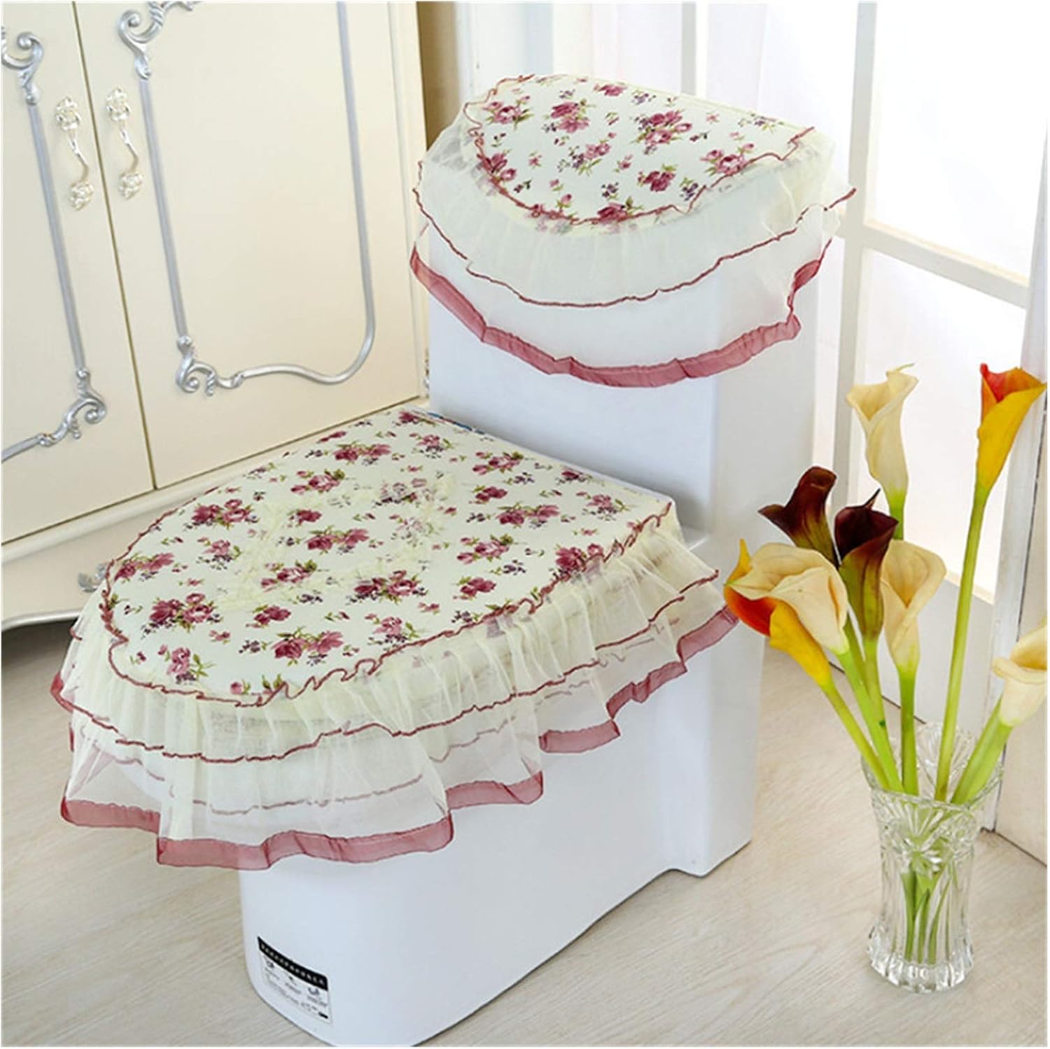 HJUIK 3 Pieces/Set Toilet Seat Cover Combo European Lace