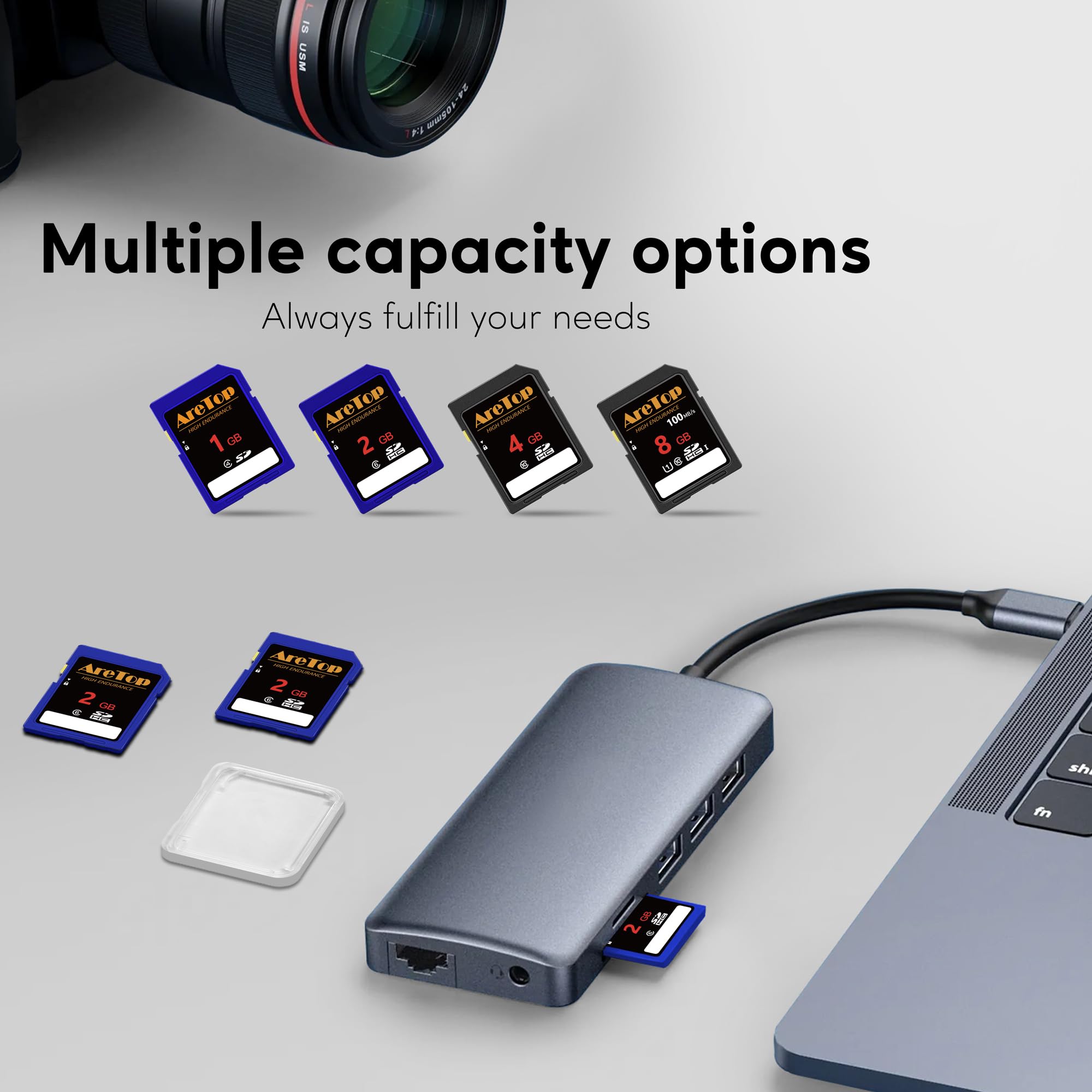AreTop Tarjeta SD de 2 GB, paquete de 5 tarjetas de memoria SDHC UHS-I Clase 6, paquete de 5 tarjetas digitales seguras de video Full HD de 2 GB para cámaras, DSLR, cámaras de acción y cámara de