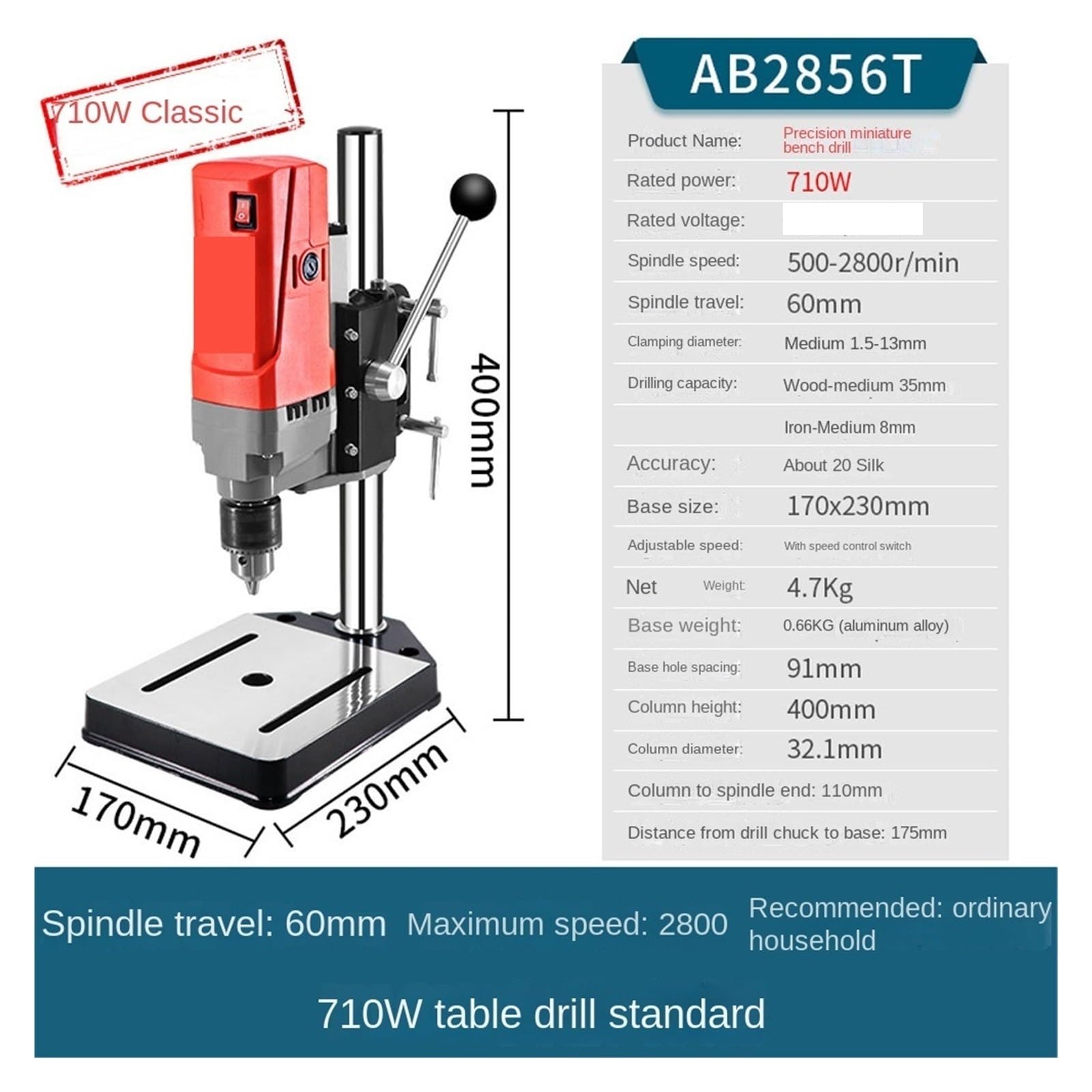 Trapano da banco 220 V, Mini Trapano con tavola Rotante, Trapano Multifunzione, Piccolo Trapano Elettrico per Uso Domestico, fresatrice