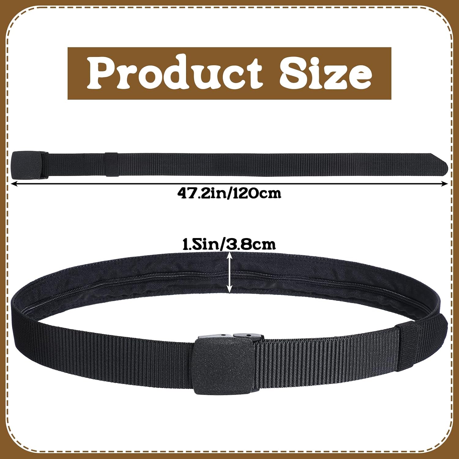 ElevateTech Travel Money Belt, Hidden Money Pouch with Secret Compartment Anti-Theft Nylon Security Waist Wallet with Zinc Alloy Buckle for Business Travel Daily Working, Gift for Dad Boyfriend Men
