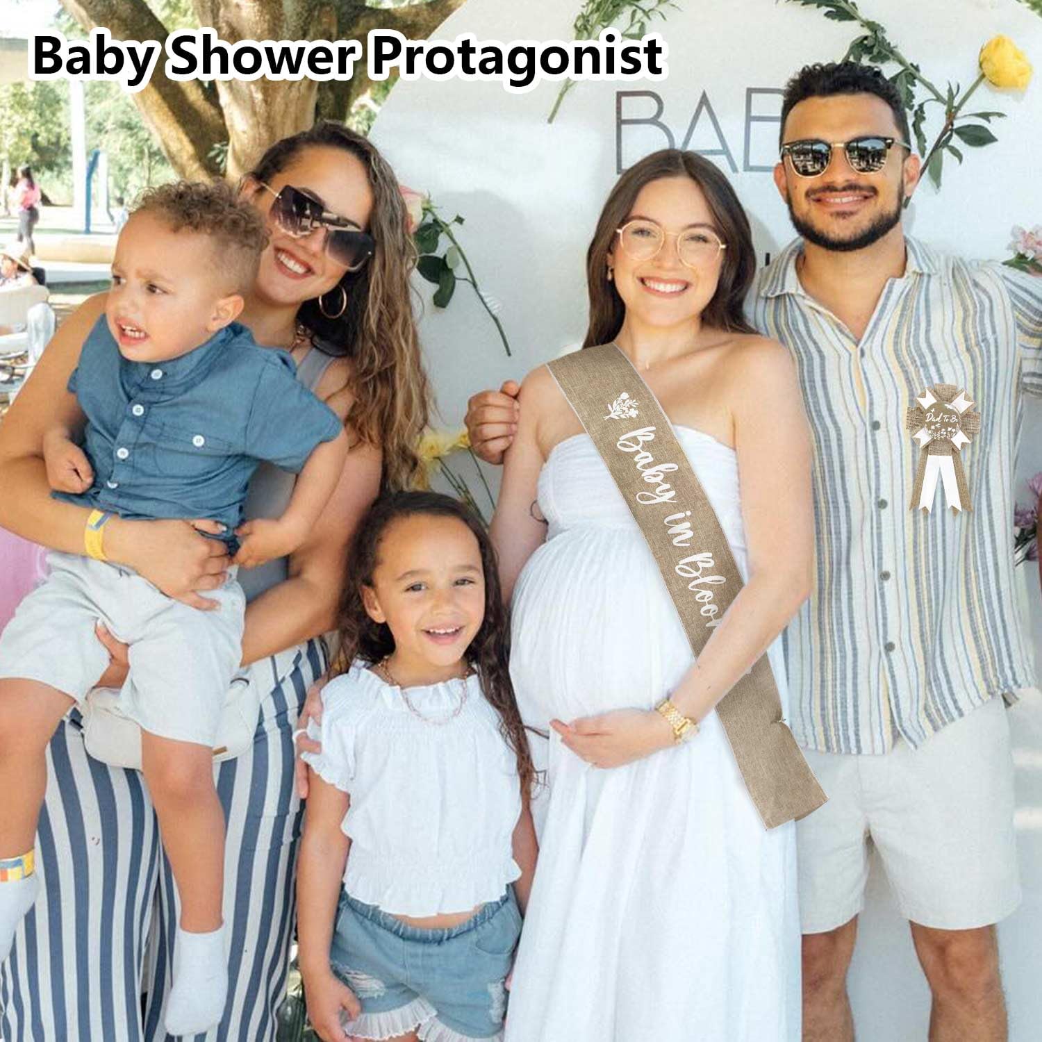 Neutrale Jute-Schärpe 'Mom To Be' – Salbeigrün Mit Eukalyptus-Krone, Für Babyparty & Geschlechtsoffenbarung